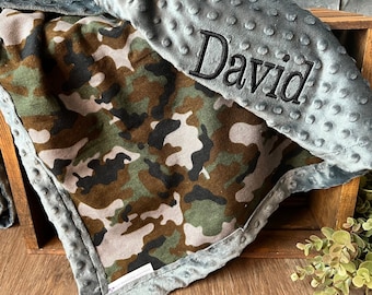 Personalized Camouflage Camo Blanket Frame Style Border Birthday