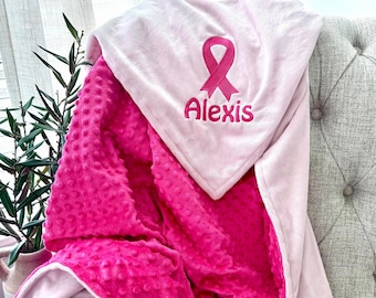 Personalized Breast Cancer Awareness Blanket, Chemo Comfort Blanket, Cancer Warrior, Cancer Ribbon Throw/Gift Blanket,Cancer, Healing Vibes