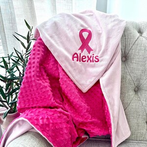 Personalized Breast Cancer Awareness Blanket, Chemo Comfort Blanket, Cancer Warrior, Cancer Ribbon Throw/Gift Blanket,Cancer, Healing Vibes