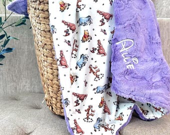 Personalized Winnie the Pooh Baby Blanket, Soft Cuddly Hyde, Pooh and Friends, Perfect Newborn Gift.