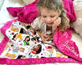 Personalized Princess Disney Blanket , Once Upon a Time-Princess Gift , Fairytale Minky, Shower Gift Idea, Perfect Toddler Gift