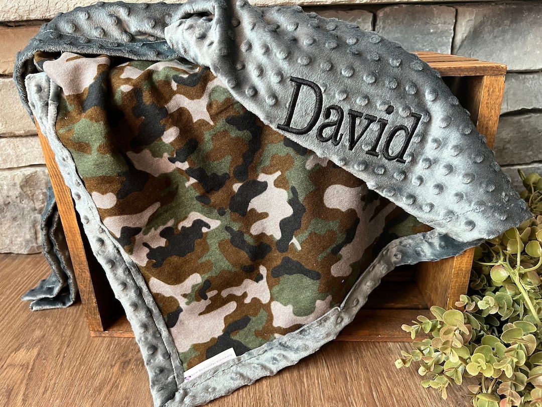 Personalized Soft Camouflage Blanket, Soft, Cozy Minky You Choose