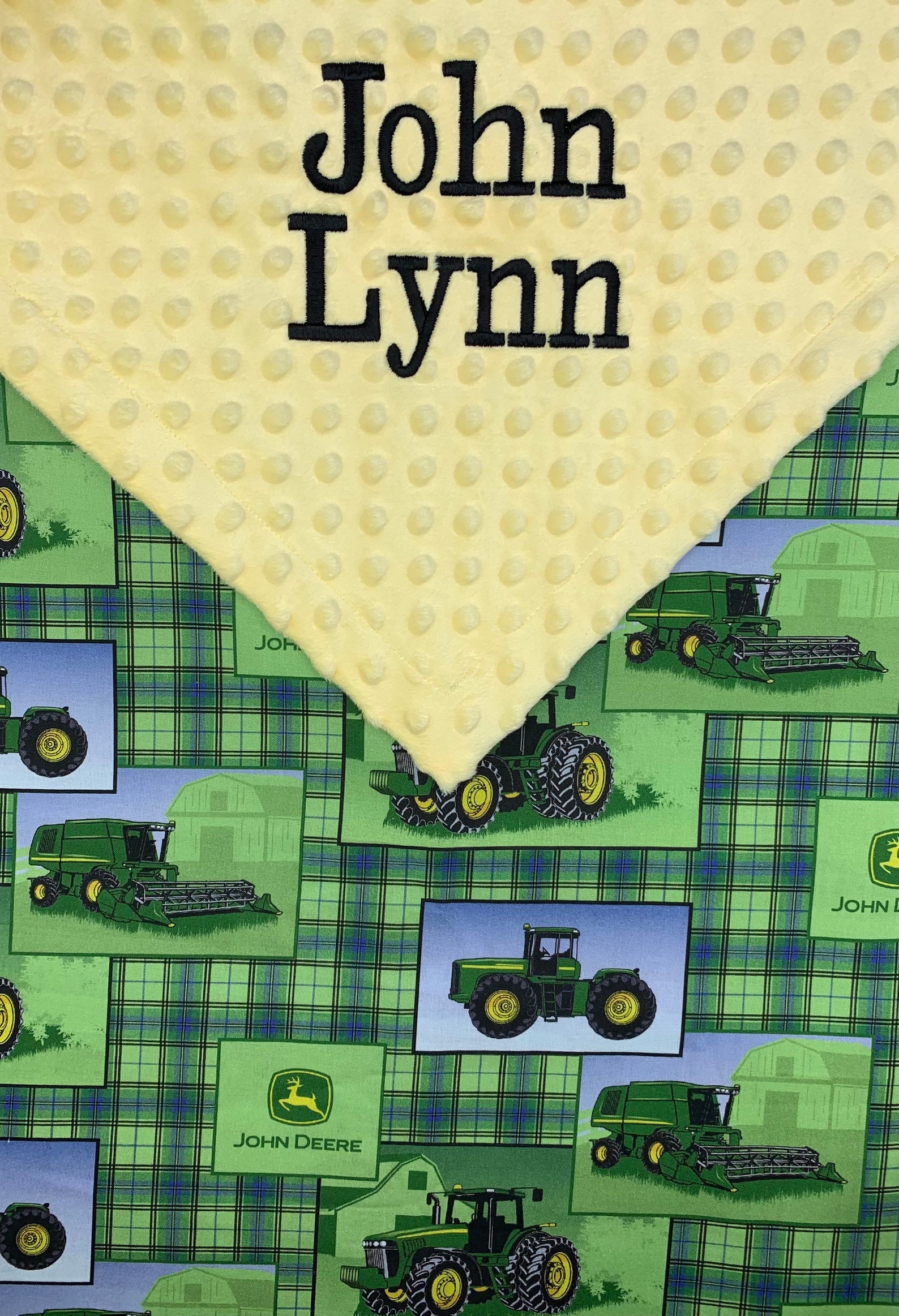Personalized John Deere Tractor Blanket l Frame Style Border l Etsy