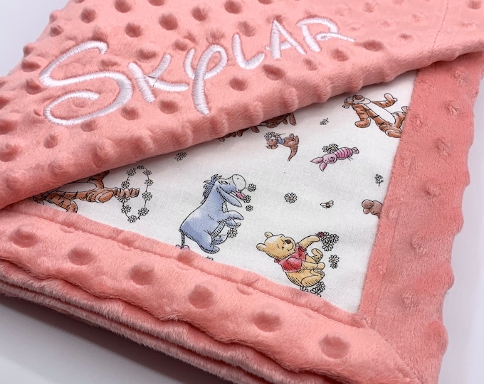 Winnie the Pooh Minky Fleece Cotton Baby Blanket 26x28 Etsy