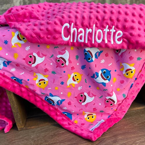 Personalized Baby Shark Blanket Frame Style Border Gift Etsy