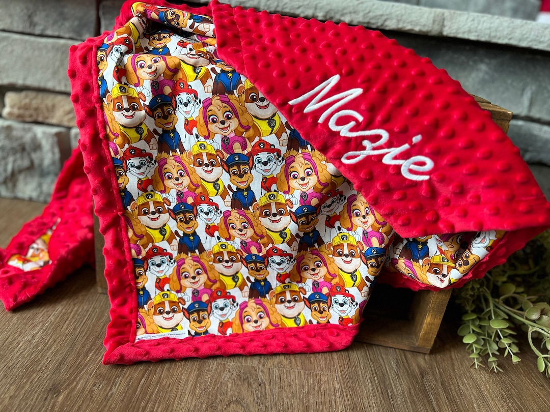 Personalized Paw Patrol Blanket Frame Style Border Embroidery Gift