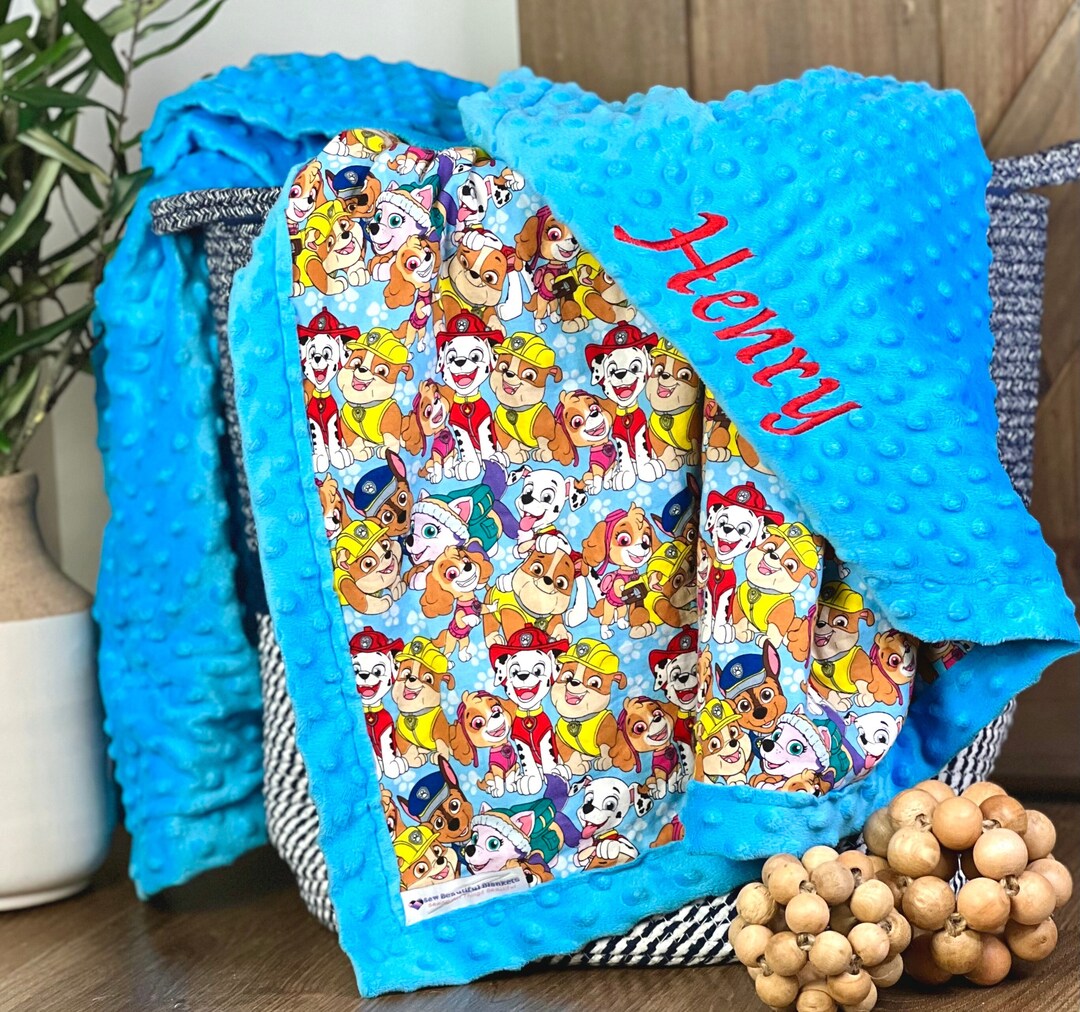 Personalized Paw Patrol Blanket Frame Style Border Embroidery Gift