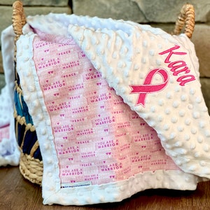 Personalized Breast Cancer Awareness Blanket, Chemo Comfort Blanket, Cancer Warrior, Cancer Ribbon Throw/Gift Blanket, Cancer, Healing Vibes