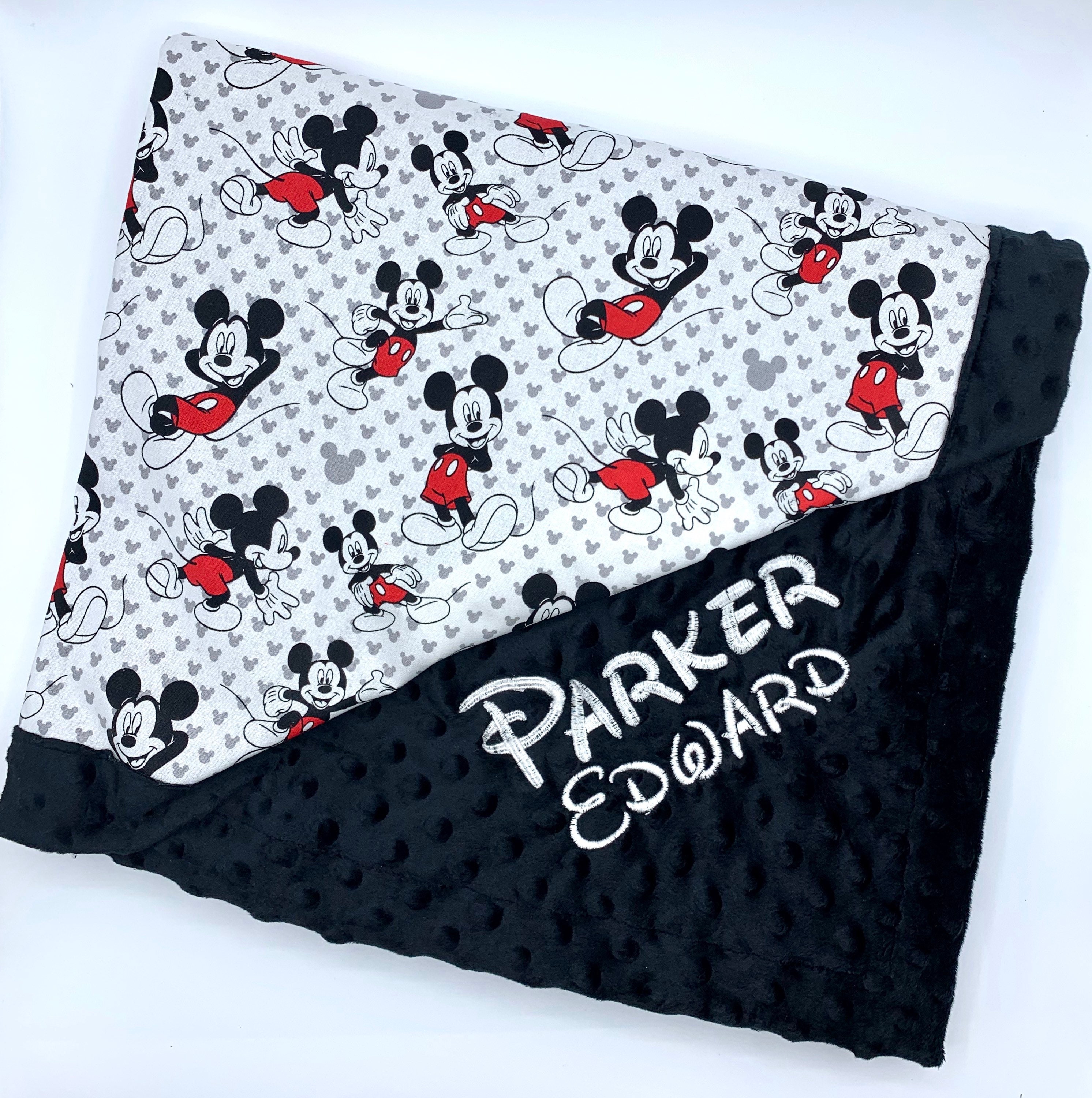 Personalized Mickey Mouse Blanket l Cotton and Minky l Baby Etsy