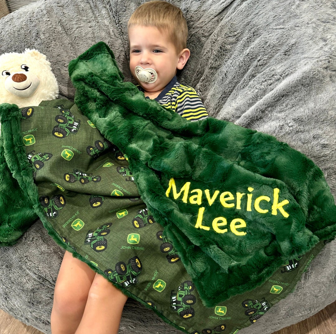 Personalized John Deere Tractor Blanket Birthday Gift Embroidery John Deere Tractors L Baby Shower Gift You Pick Hide Etsy
