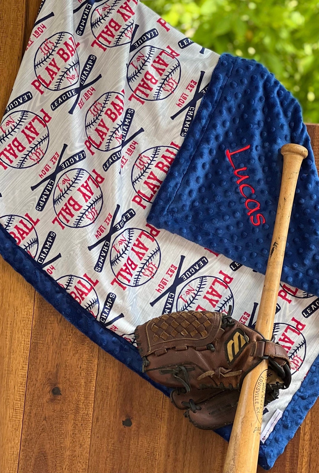 Personalized Baseball Team Blanket | Frame Style Border | Embroidery ...