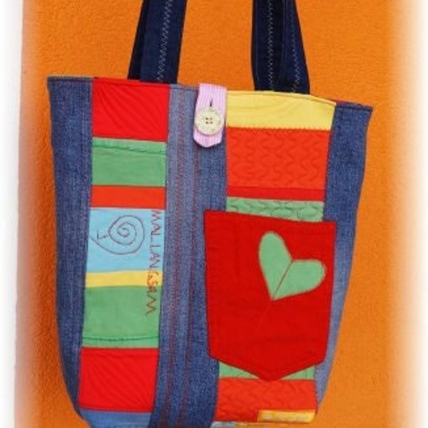 Recycled denim bag "BuNte Blumen" - UNIKAT