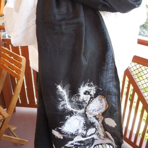 Stitched jersey scarf Black&White UNIKAT image 3