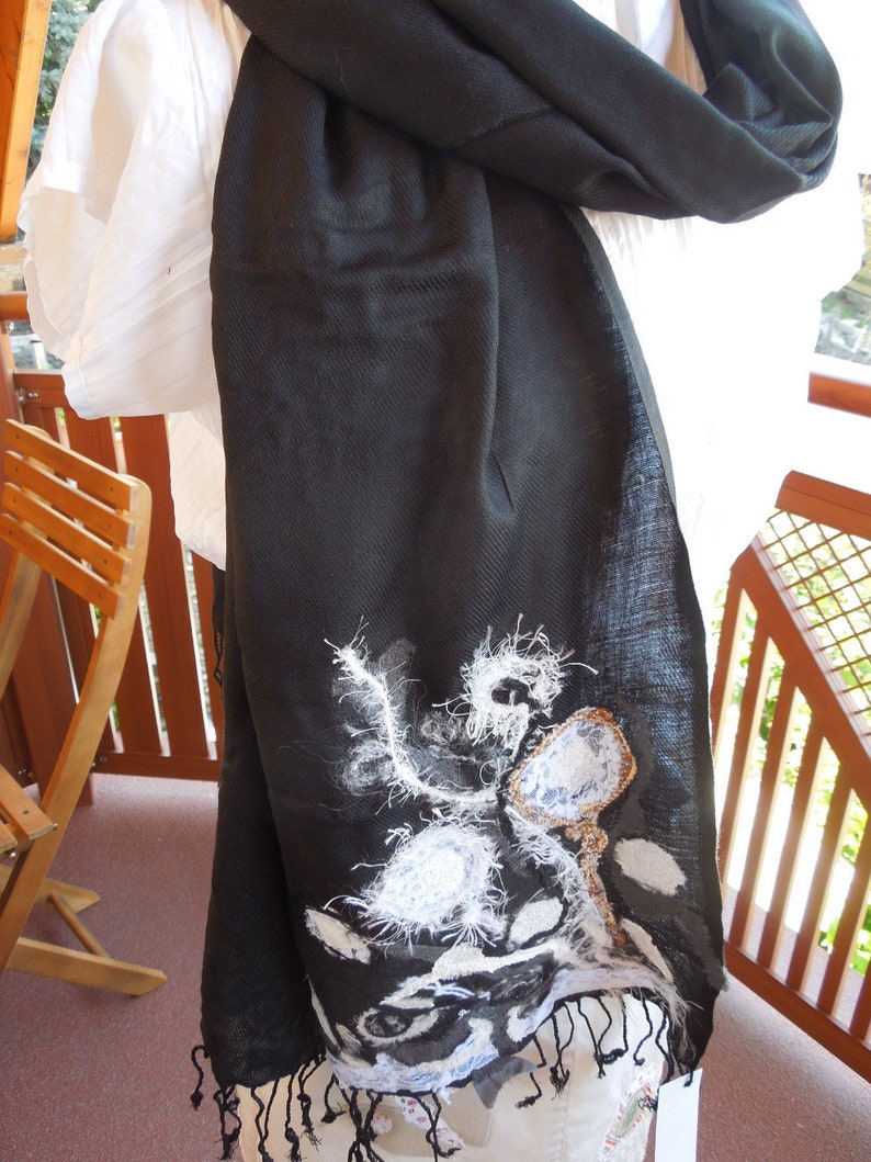 Stitched jersey scarf Black&White UNIKAT image 3