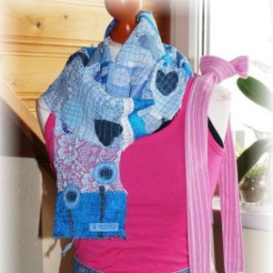 Patchworkschal Blau UNIKAT Bild 3