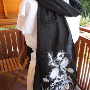 Gestikte jersey sjaal Black&White UNIKAT afbeelding 1