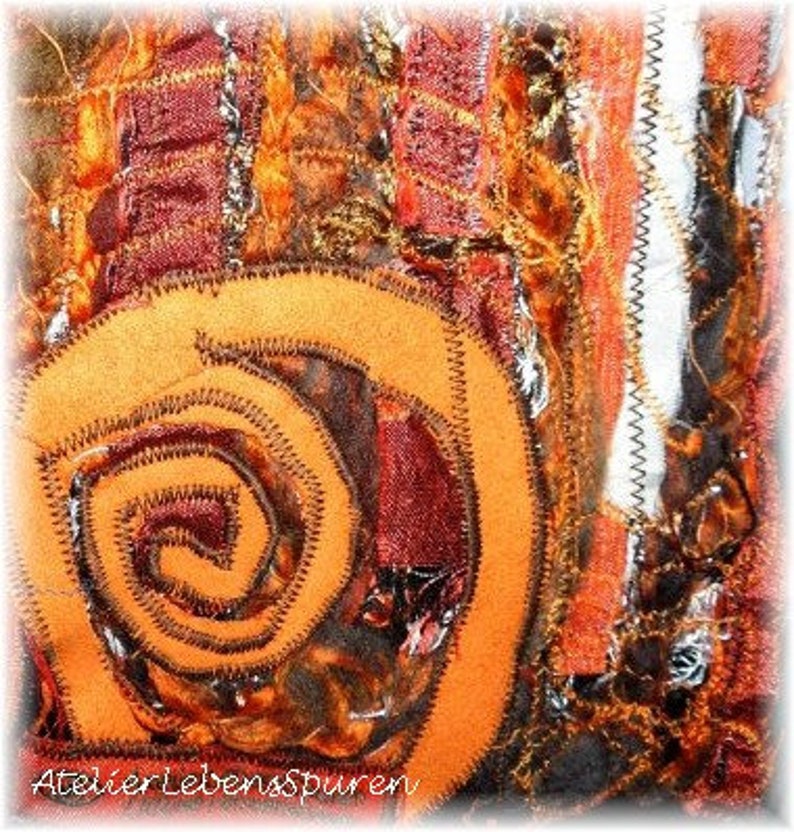 Patchworkschal Orange UNIKAT Bild 3