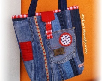 Recycled jeans Bag "with heart"-Unique