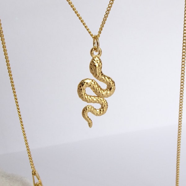 Gold Snake Pendant Necklace.