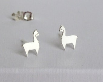 Alpaca Studs. Llama Stud Earrings. Sterling Silver Alpaca Earrings. Minimalist Llama Earrings.