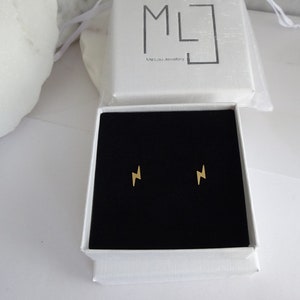 Lightning Gold Studs. 24k Gold Stud Earrings. Gold Plated Studs.