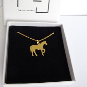 Gold Plated Horse Necklace: Sterling Silver Pendant, Equestrian Jewelry