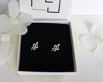 Snake Stud Earrings. Sterling Silver Snake Earrings