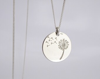 Dandelion Necklace. Flower Dandelion Necklace. Round Dandelion Pendant Necklace. Make a Wish Necklace.