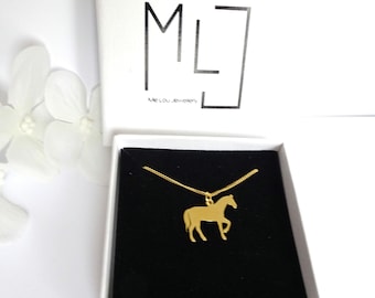 Gold Plated Horse Necklace: Sterling Silver Pendant, Equestrian Jewelry