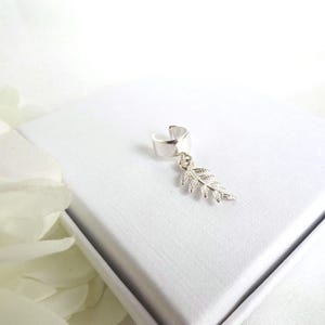Cuff Leaf Earrings. Ear Cuff in Sterling Silver. Cuff Dangle Earrings. Sterling Silver Cuff Ear Non Pierced. Leaf Non Pierced Earrings.