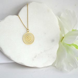 Gold Vermeil Mandala Pendant Necklace: Sterling Silver, Yoga Jewelry