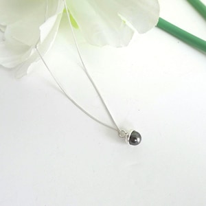 Minimalist Black Pearl Necklace: Sterling Silver Charm Pendant