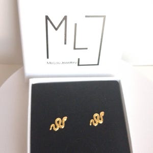 Gold Snake Stud Earrings: 24k Gold Plated Sterling Silver