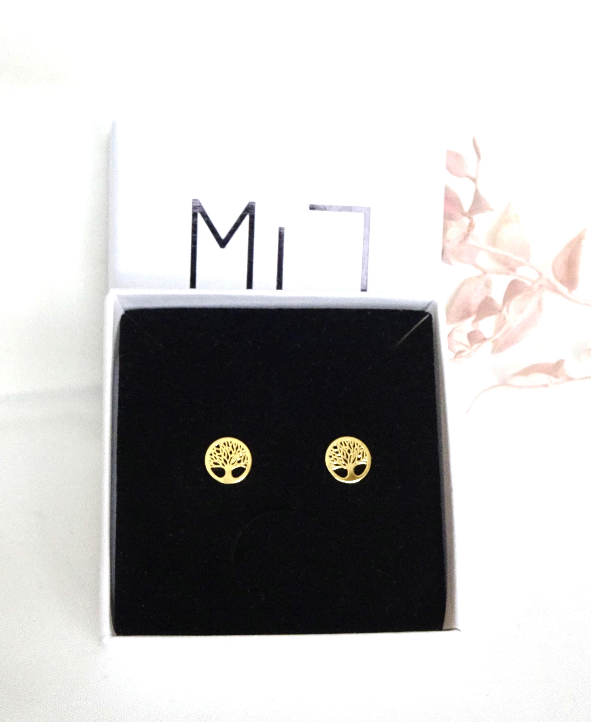 Bling Jewelry Small Round Circle Family Tree Of Life Stud Earrings Nature Wishing Tree Rose Gold Plated .925 Sterling Silver