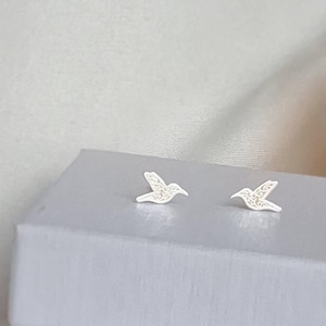 Sterling Silver Hummingbird Stud Earrings: Hypoallergenic Bird Jewelry