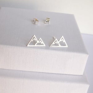 Mountain Stud Earrings. Geometric Earrings. Mountain Jewellery. Sterling Silver Mountain Earrings. Dainty Mountain Earrings.