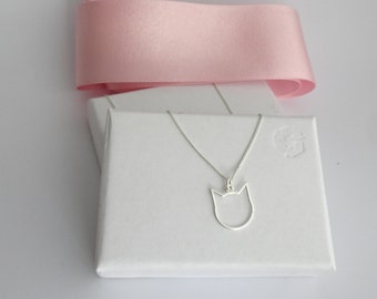 Cat Sterling Silver Necklace..