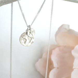 Sterling Silver Globe & Dandelion Necklace, Personalized Graduation Gift