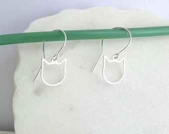 Minimalist Sterling Silver Cat Earrings: Animal Jewelry