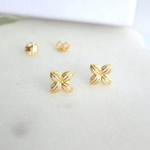 Gold Plated Flower Studs: Sterling Silver Moroccan Earrings
