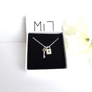 Sterling Silver Padlock and Key Necklace: Minimalist Locker Jewelry