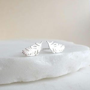 Dainty Sterling Silver Feather Studs: Hypoallergenic Earrings