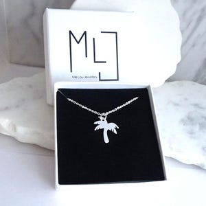 Dainty Sterling Silver Palm Tree Necklace: Tropical Beach Pendant