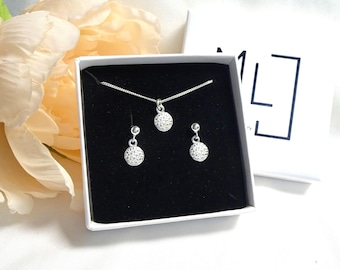 Sterling Silver Dot Studs and Pendant Necklace Set