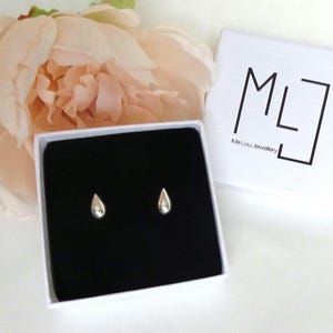 Sterling Silver Teardrop Earrings. Elegant Droplet Earrings. Minimalist Jewellery. Gift For Her.  Dainty Silver Earrings. Teardrop Studs.