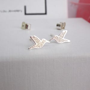 Sterling Silver Hummingbird Stud Earrings: Hypoallergenic Bird Jewelry