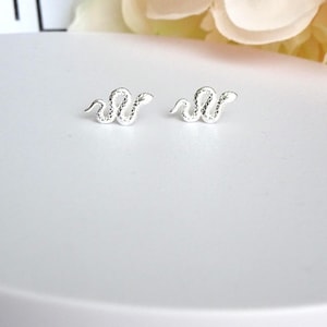 Snake Stud Earrings. Sterling Silver Snake Earrings. Hypoallergenic Studs. Animal Jewellery. Sensitive Snake Ear Post. Birthday Gift.