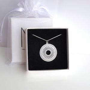 Sterling Silver Mandala Necklace: Large Medallion Pendant
