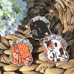 Wooden Cat Lapel Pin / Self Care / Tabby / Calico Cat / orange cat / Brooch / feline / animals / Self-Care