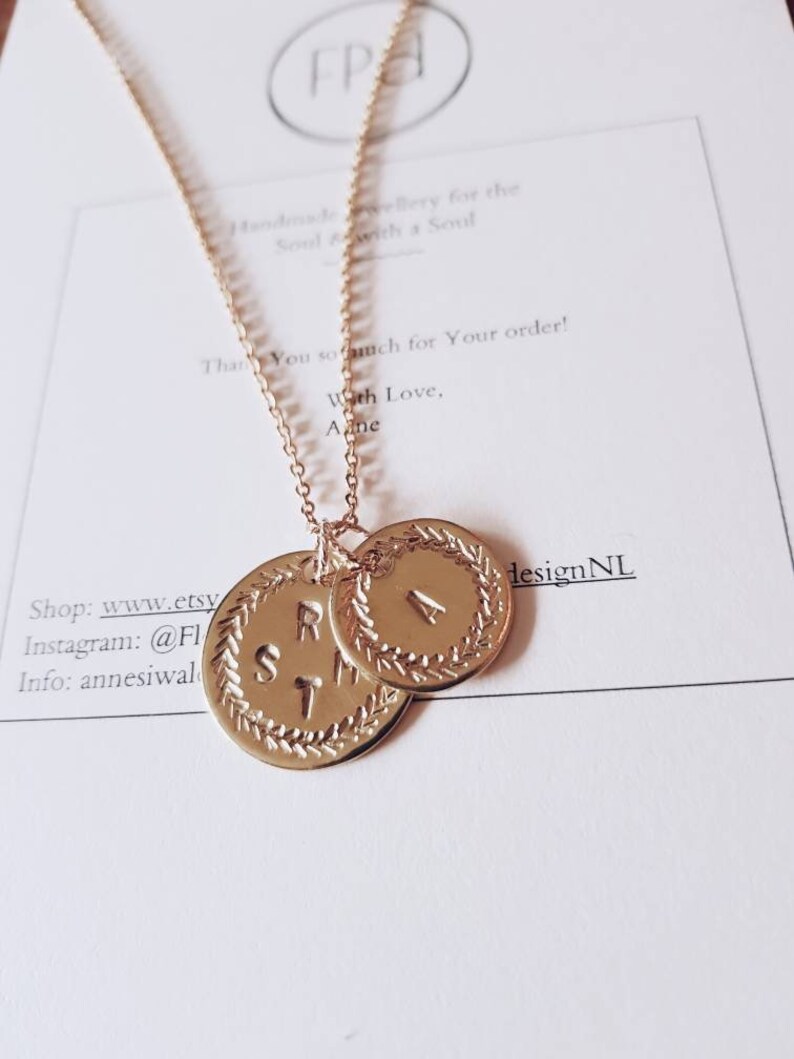 Initial Coin Necklace Gold Etsy